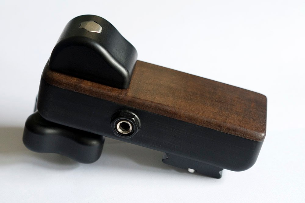 Engineered ebony daxophone soundbox with contoured soundplate