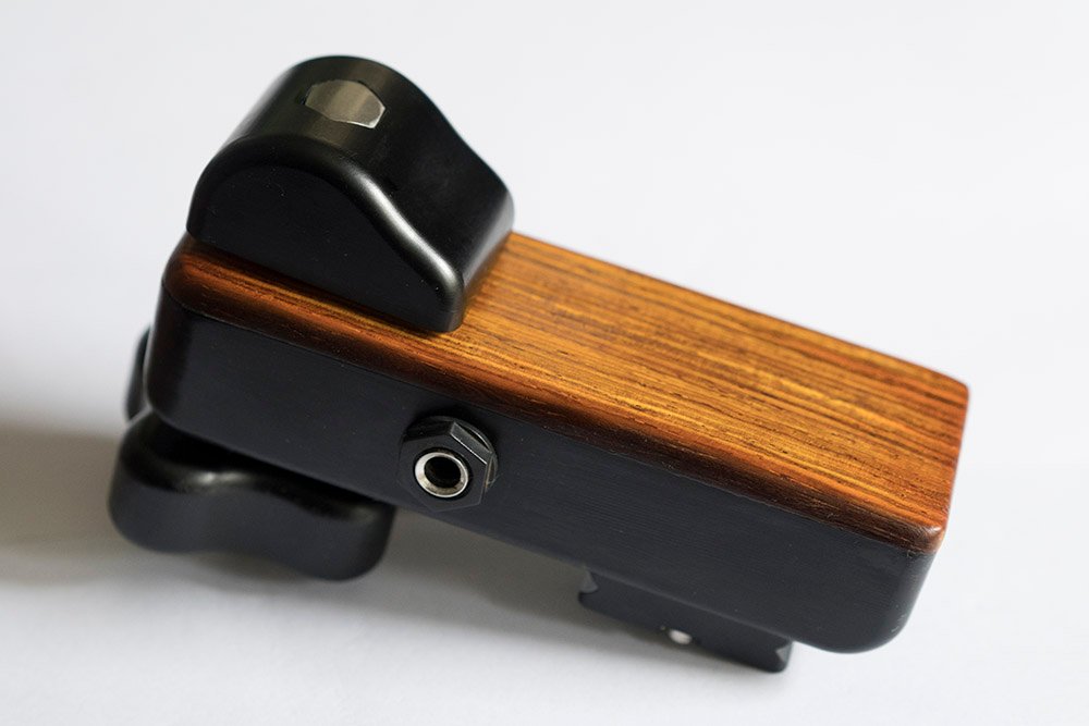 Engineered ebony daxophone soundbox with contoured soundplate
