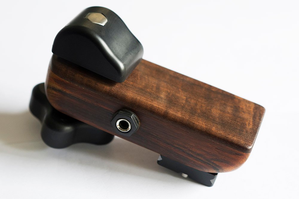 Handcrafted hardwood daxophone soundbox with contoured soundplate