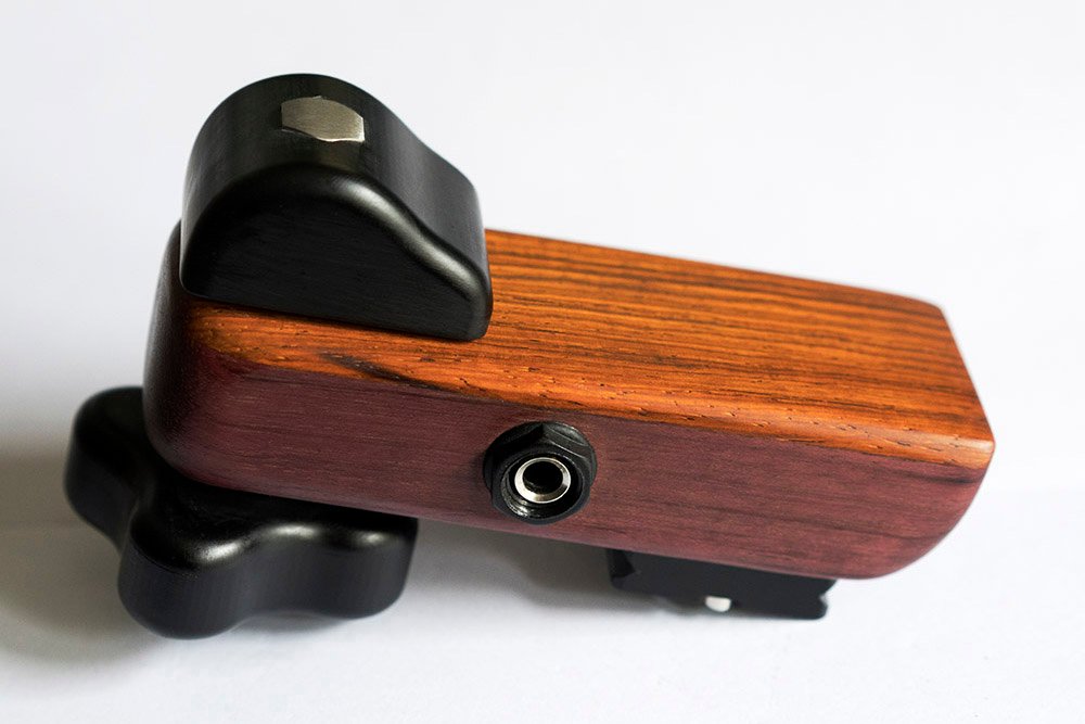 Handcrafted hardwood daxophone soundbox with contoured soundplate
